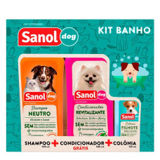 Kit Sanol Dog (Shampoo 500ml + Condicionador 500ml + Colonia 120ml) 